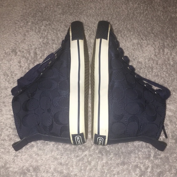 Coach Navy Signature Franca Hi Top Sneakers 7 1/2 - Picture 7 of 8